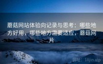 蘑菇网站体验向记录与思考：哪些地方好用，哪些地方需要适应，蘑菇网片