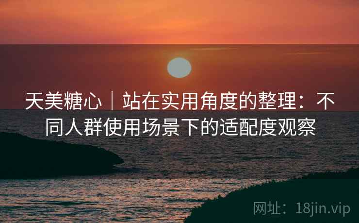 天美糖心|站在实用角度的整理:不同人群使用场景下的适配度观察 第1张 天美糖心|站在实用角度的整理:不同人群使用场景下的适配度观察 第1张